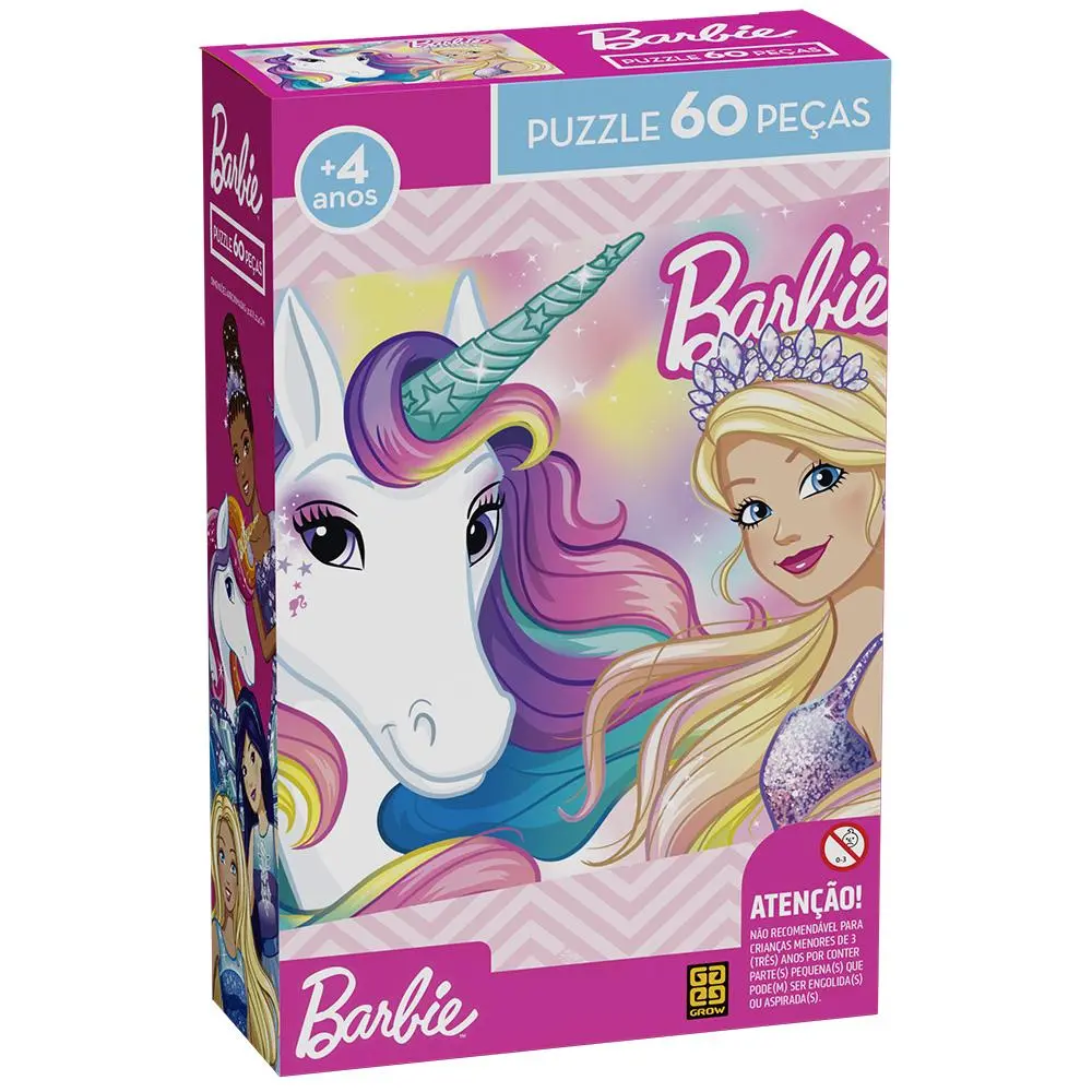 Quebra-Cabeça - Barbie - 60 Peças - 23cm x 31cm - Grow