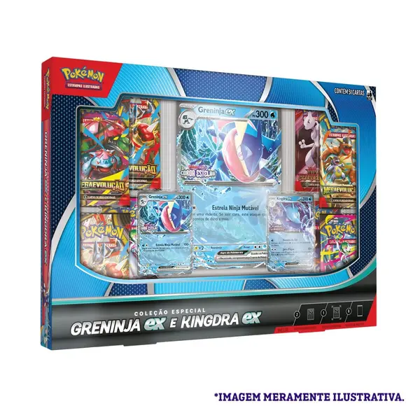 Jogo de Cartas - Pokemon - Box Greninja & Kingdra Ex - Copag