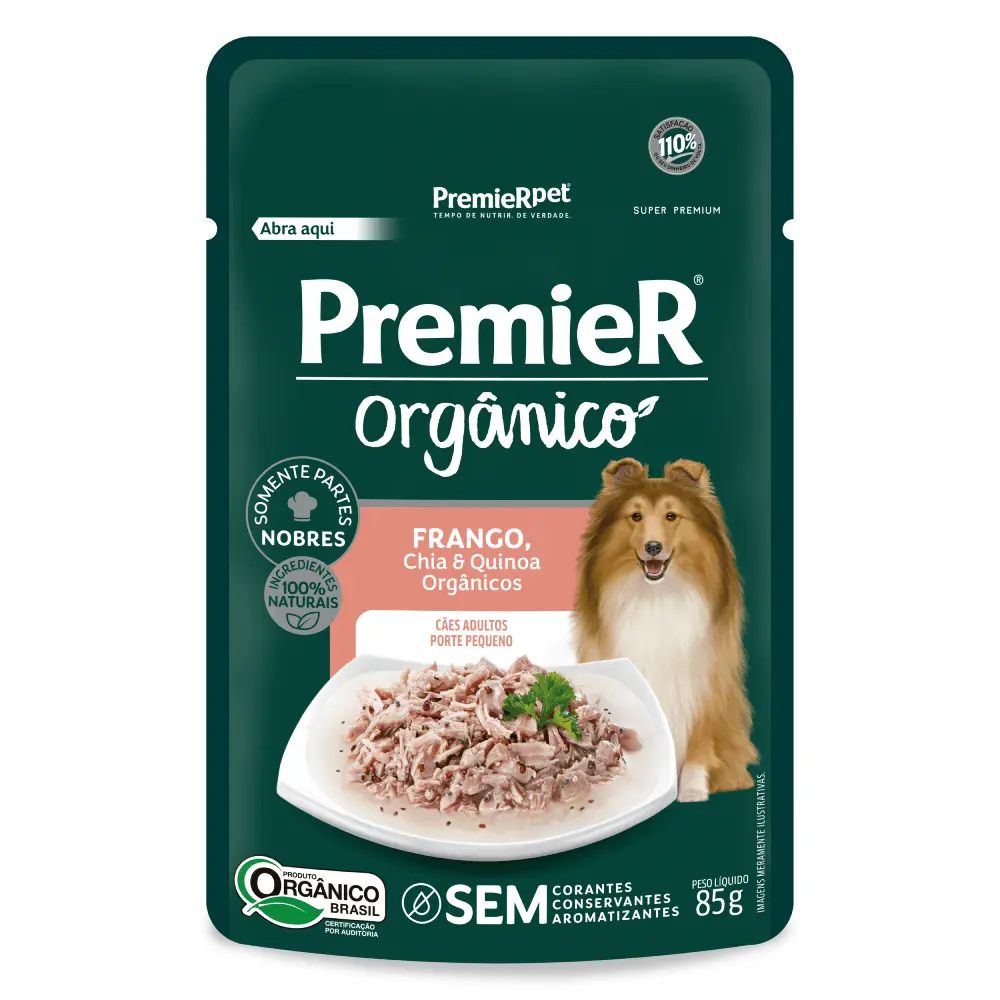 Ração Úmida Premier Orgânico para Cães Adultos Porte Pequeno Frango