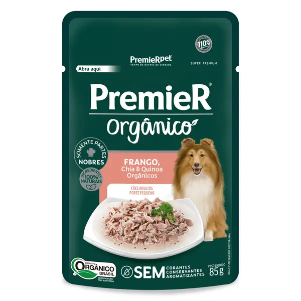 Ração Úmida Premier Orgânico para Cães Adultos Porte Pequeno Frango