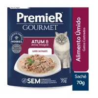 Ração Úmida Premier Gourmet Gatos Castrados Atum e Arroz Integral