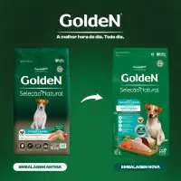 Ração Golden Seleção Natural Cães Adultos Porte Pequeno Frango e Arroz Mini Bits