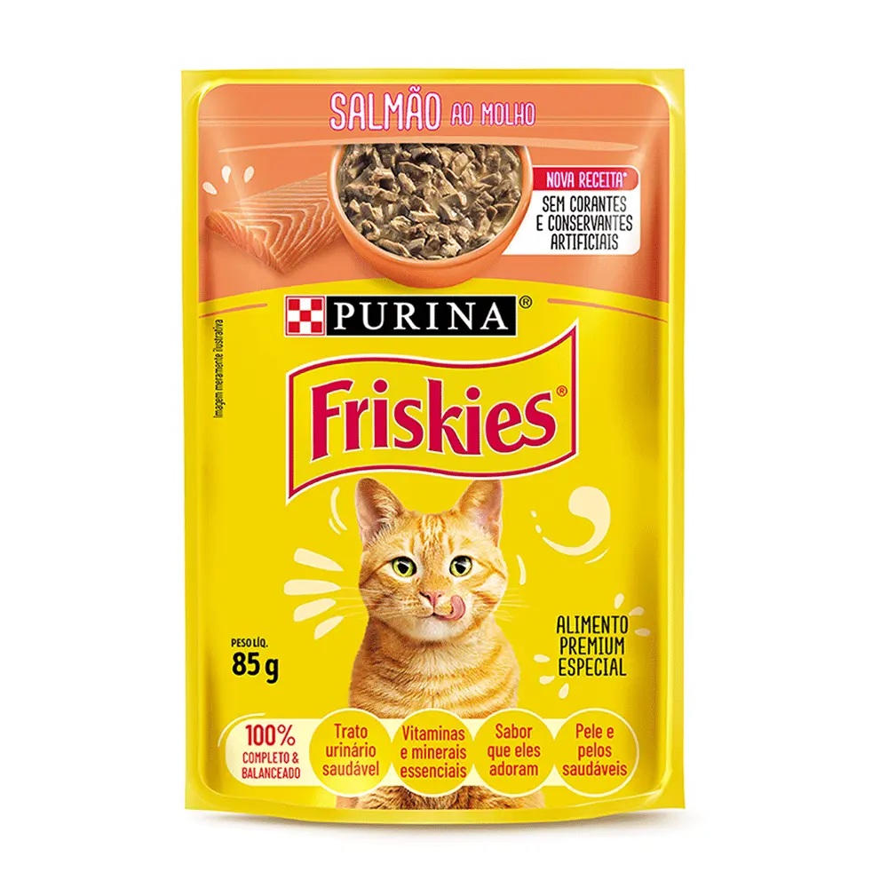 Ração Úmida Friskies Gatos Adultos Salmão ao Molho