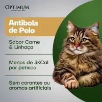 Petisco Optimum Gatos Adultos Anti Bola de Pelo Carne e Linhaça