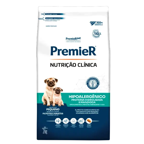 Ração Premier Nutrição Clínica Hipoalergênico Cães Raças Pequenas Proteína Hidrolisada