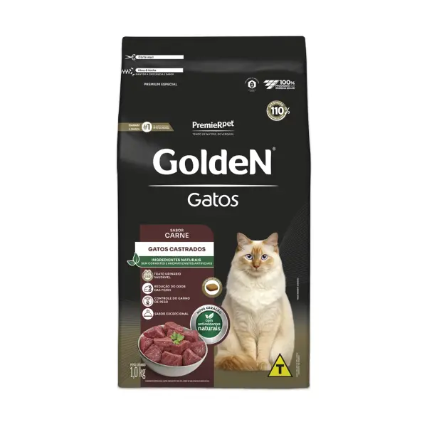 Ração Golden Gatos Castrados Carne