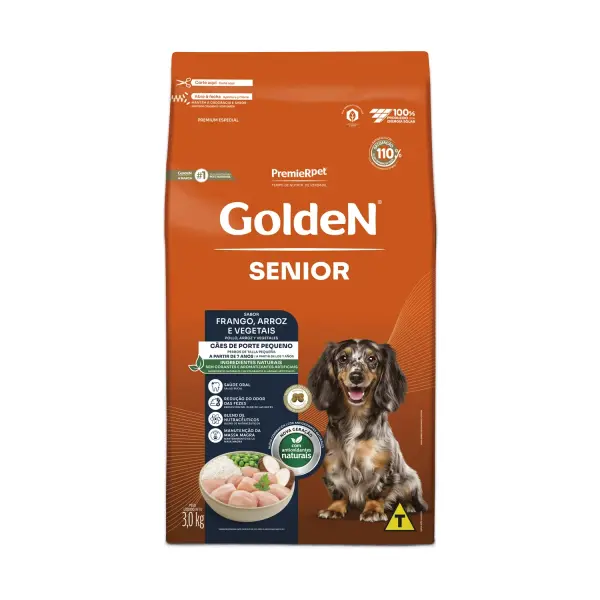 Ração Golden Fórmula Sênior Raças Pequenas Frango, Arroz e Vegetais Mini Bits
