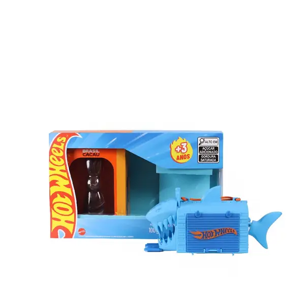 Kit de Páscoa - Lançador Hot Wheels Azul Claro e Coelho Ao Leite 100g